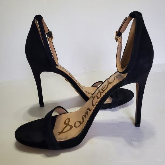 Sam Edelman Ariella Ankle Strap Heels Black Suede Size 9.5 - Picture 11 of 12